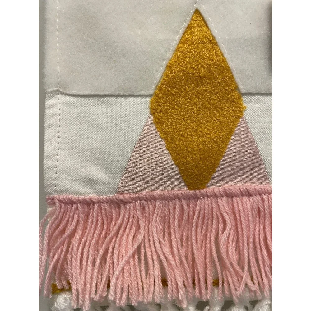 Boho Pink White & Gold Wall Hanging Decoration, NEW